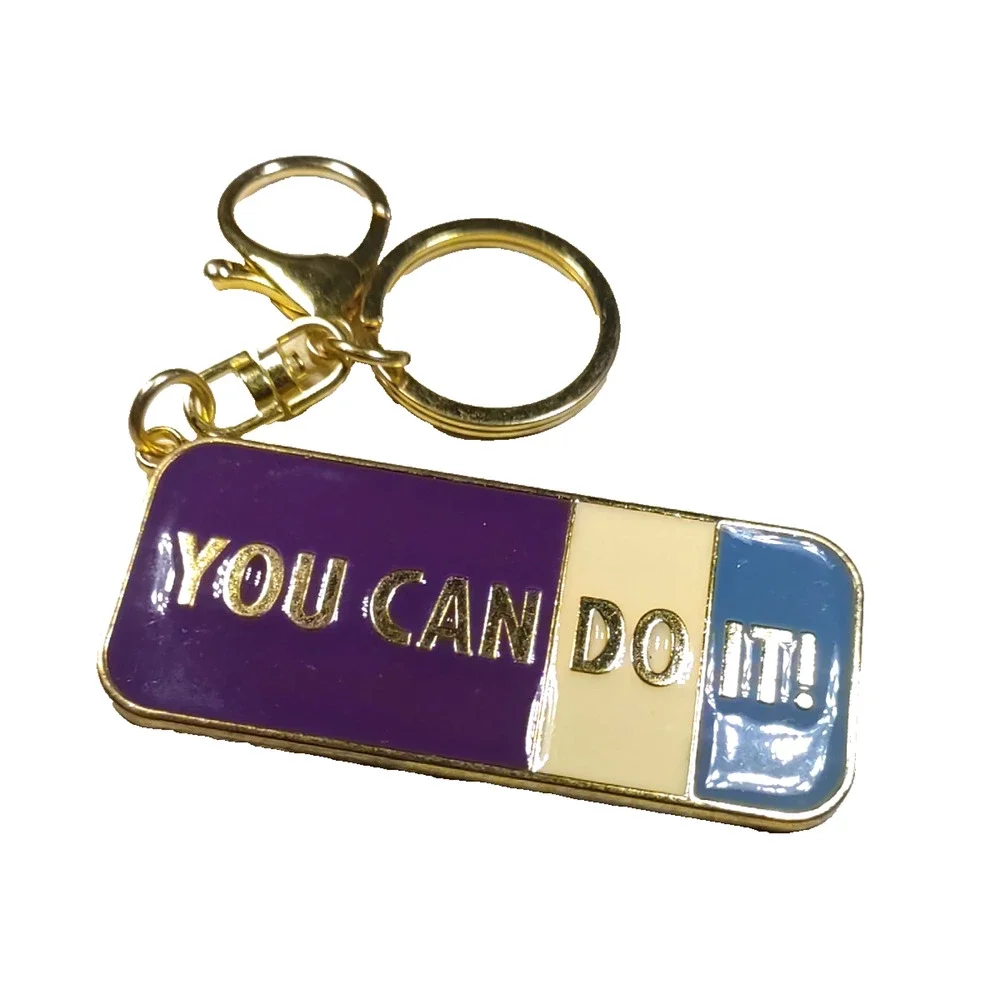 You Can Do It Gold Tone Keychain Purse Clip
